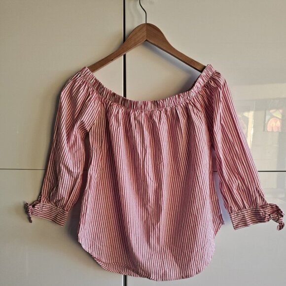 BLUENOTES revamped striped off-the-shoulder top blouse - Picture 2 of 6